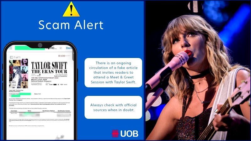 UOB warns against fake invitation to meet Taylor Swift